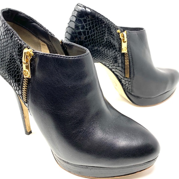Michael Kors Shoes - Michael Kors Booties Black Heel Snake Python Print